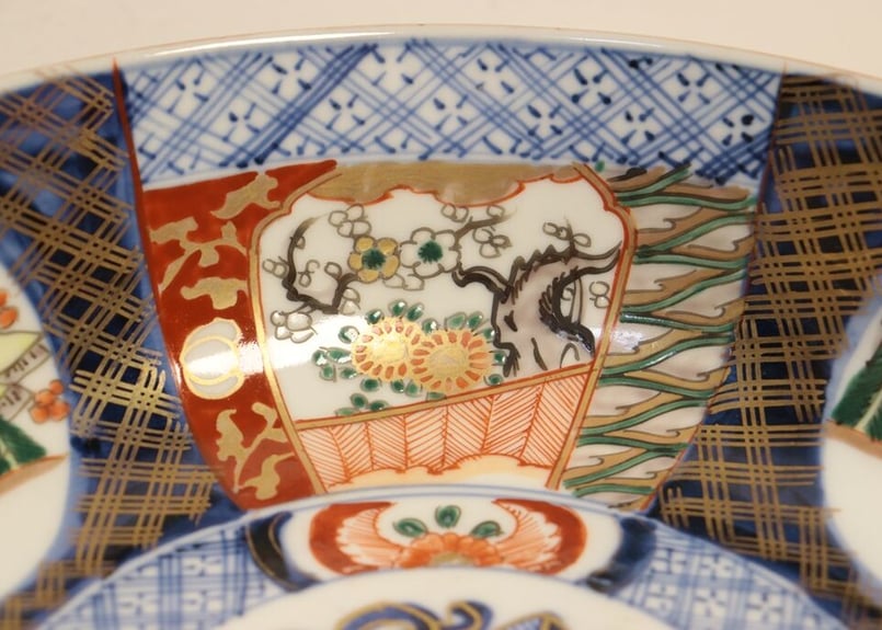 明治時代有玉軒銘 有田焼 色絵母子 楼閣山水図菓子鉢 三浦竹泉 道八 清風与平 明治時代有玉軒銘 有田焼 色絵母子 楼閣山水図菓子鉢 三浦竹