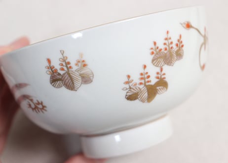明治前期赤絵金彩桐と鳳凰図蒸茶碗