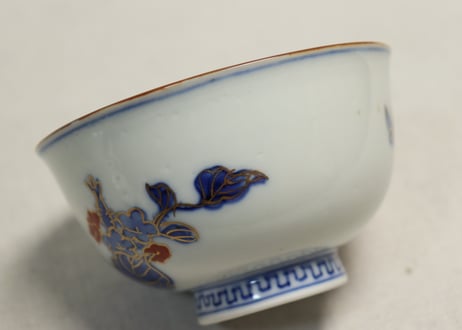 明治前期色絵富士に鷹と茄子図蓋茶碗①