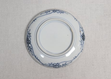 明治前期色絵流水に菊と青玉図小皿