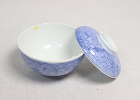 明治後期～大正銅判菊と蝶図蓋茶碗②少甘手