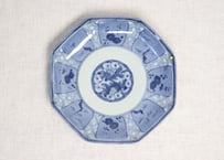 江戸後期染付松竹梅図八角皿③ 小ホツ