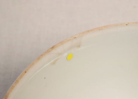 江戸幕末染付菱花と唐草図食籠 蓋ホツ,身あたり傷