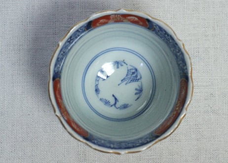 明治前期色絵鶉図向付①　5客組
