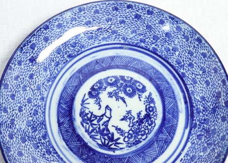 明治後期～大正紙刷微塵唐草図7寸皿