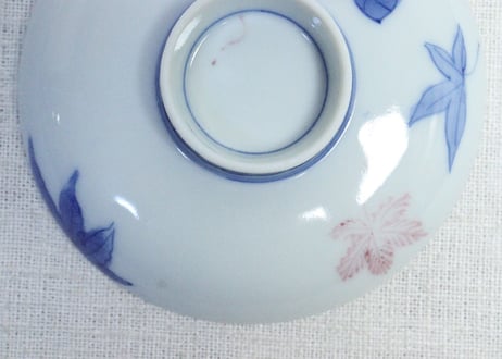 大正～昭和戦前染付紅葉図蓋茶碗