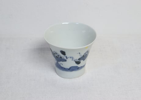 江戸後期染付山葡萄図広東型猪口 ノミホツ