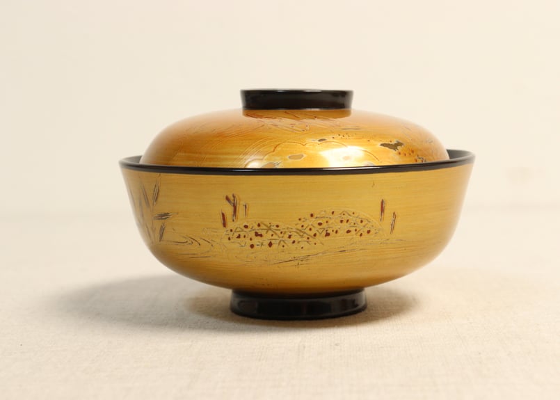 CM6 時代 加賀蒔絵 鳥図 溜塗内黒 椀 五客 木製漆器 天然木 雉・春草 Amazon.co.jp: CG66時代輪島塗山水金蒔絵黒塗御吸物椀二客木製