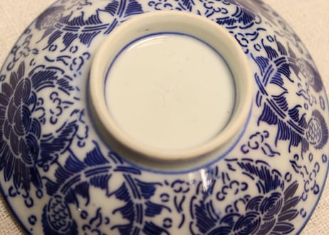 明治前期紙刷六方花図飯茶碗