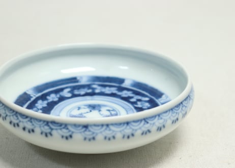 明治後期～大正染付松竹梅図縁丸小鉢