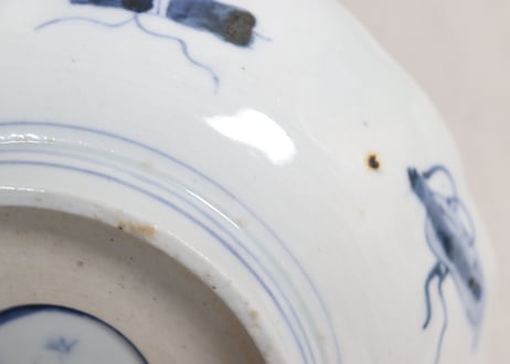 明治前期色絵梅に鶯と菖蒲図通り物なます皿