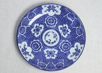 明治前期紙刷牡丹図尺皿　小ホツ,かたつき