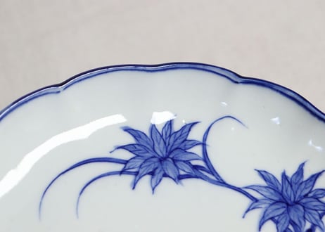 明治前期染付菊と花図7寸皿