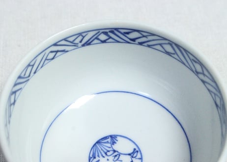 明治前期色絵牡丹と幾何学文湯呑
