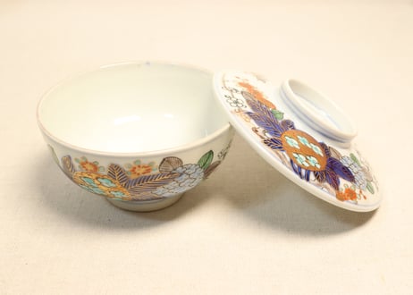 明治前期色絵紫陽花図蒸茶碗