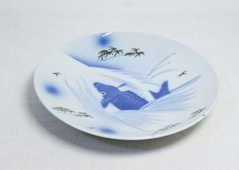 大正～昭和戦前吹墨鯉図8寸皿 | 吉祥寺PukuPuku