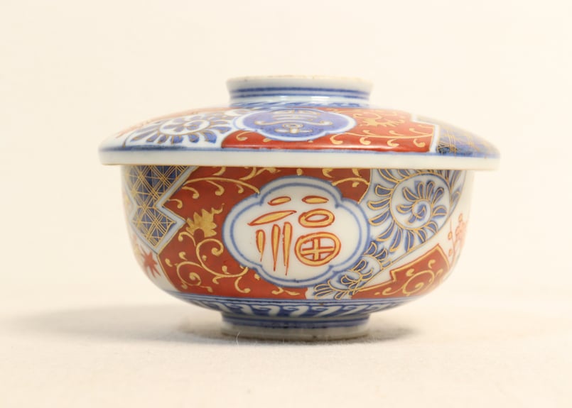 明治前期色絵松竹梅に福寿文字図蒸茶碗 シミあり | 吉祥寺PukuPuku
