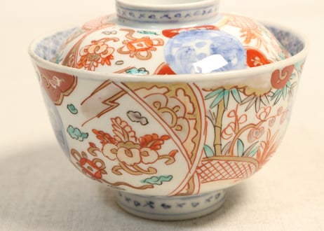 明治前期色絵竹梅と桐通り物飯茶碗①フリモノ