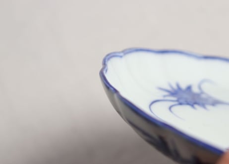 明治前期染付菊と花図7寸皿
