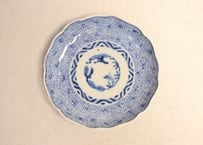江戸幕末染付微塵唐草図6寸皿②　フリモノ