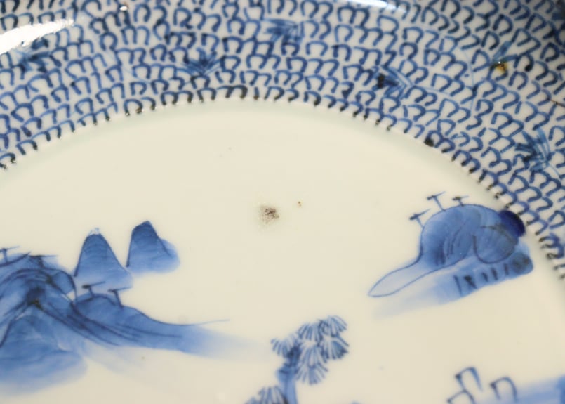 江戸幕末染付山水に微塵唐草図5寸皿②フリモノ | 吉祥寺PukuPuku