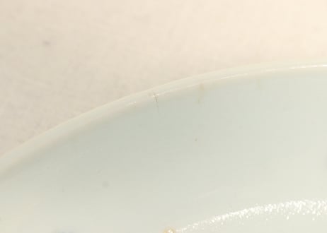 江戸後期染付流水に菊図9寸皿②フリモノ,少甘手