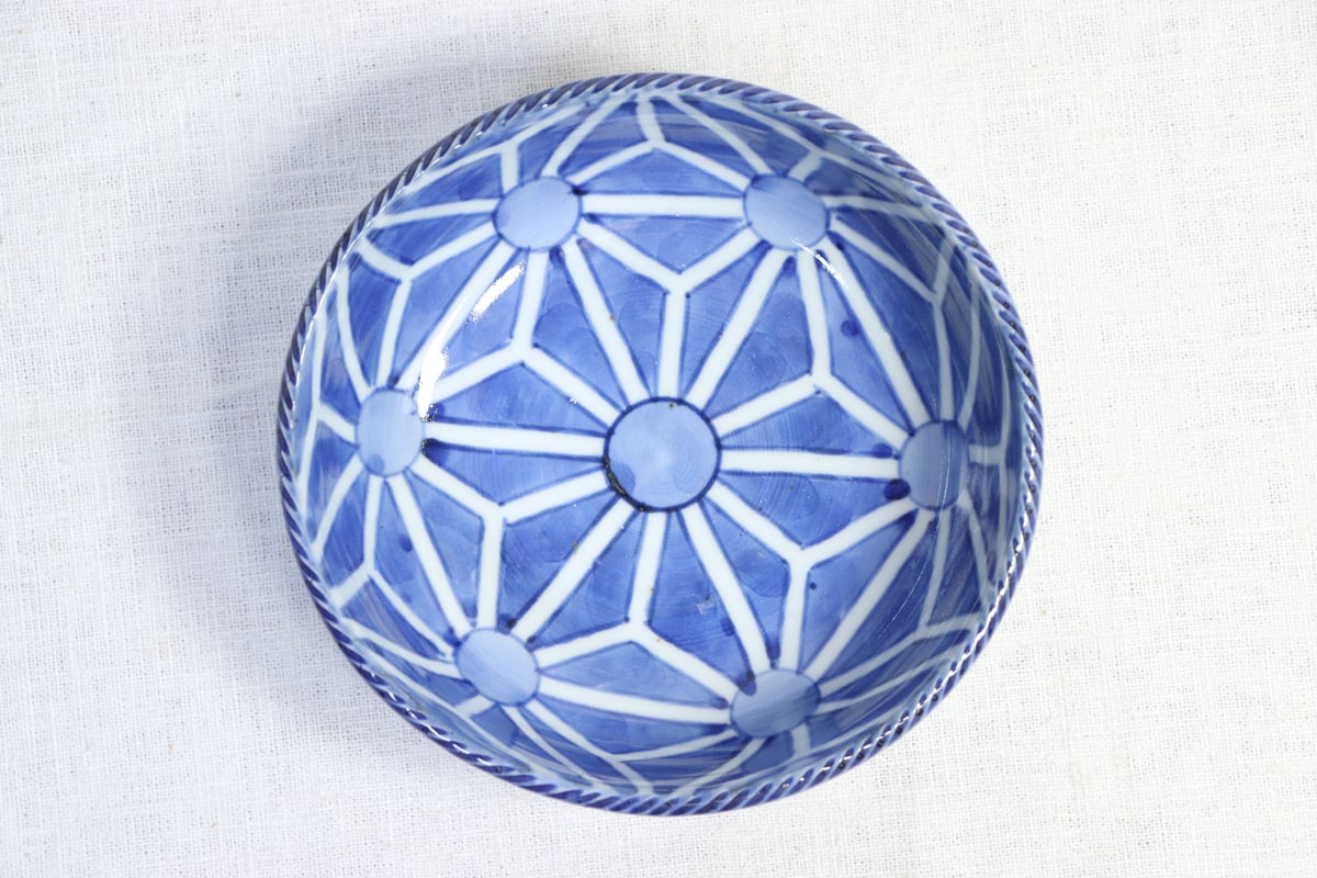 江戸後期染付麻葉図春寒鉢 ニュウ，金継ぎ用 | 吉祥寺PukuPuku
