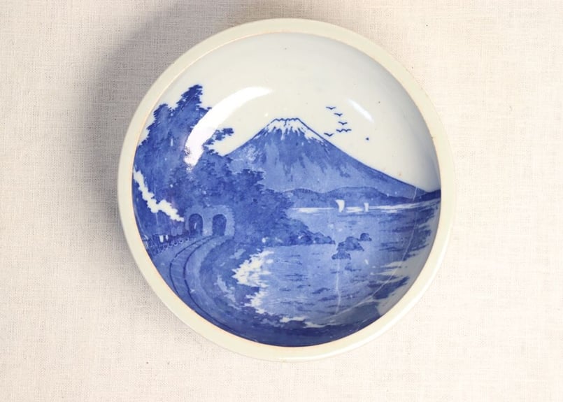 明治後期~大正銅判富士に蒸気機関車図7寸鉢 | 吉祥寺PukuPuku 明治後期~大正銅判富士に蒸気機関車図7寸鉢 | 吉祥寺PukuPuku