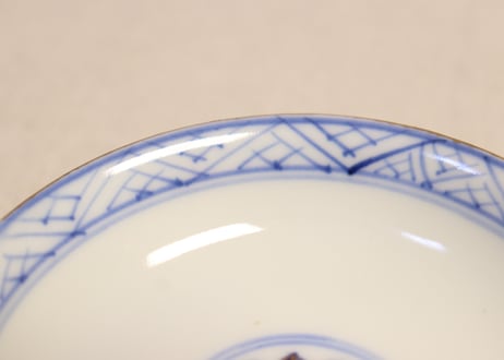 明治前期色絵桃と松竹梅図飯茶碗