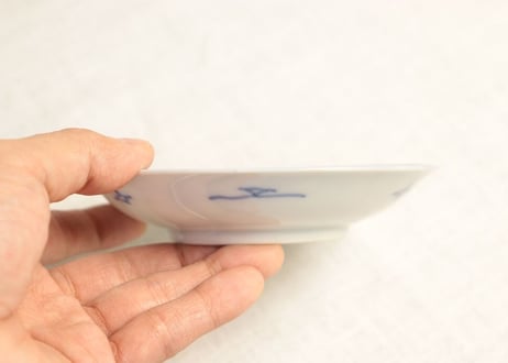 明治後期~大正染付唐草に千鳥図小皿 がたつき,個体差多め