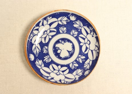 皿 中皿 4枚 印判染付 歪み 菊文様 蛸唐草 明治 大正 CATEGORY 印判 | 吉祥寺PukuPuku