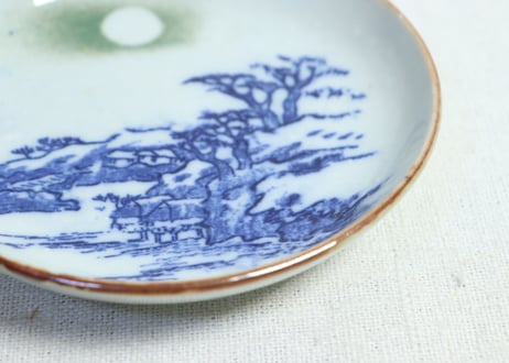 明治後期～大正銅判山水図小皿