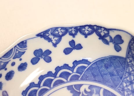 明治後期～大正銅判鯉と桜図なます皿