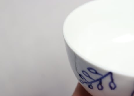 明治後期~大正染付桐と菊図蒸茶碗