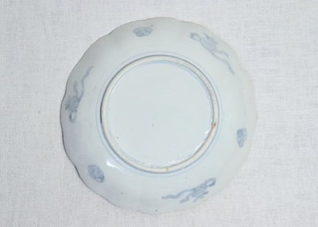 明治前期色絵杜若図7寸皿　ノミホツ