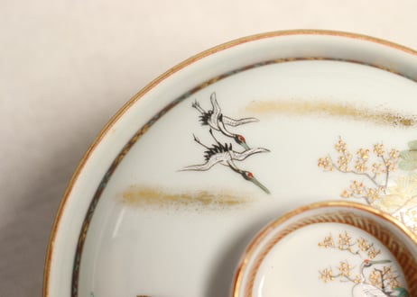 明治前期九谷焼色絵高砂図飯茶碗①