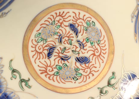 明治前期色絵桐と鳳凰図7寸皿②　ケムリ