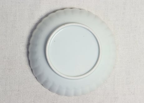 江戸中期赤絵金彩梅と龍図菊花型なます皿 5客組　1客ノミホツ