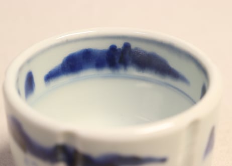 江戸幕末染付山水図鎬向付(大ぶり)