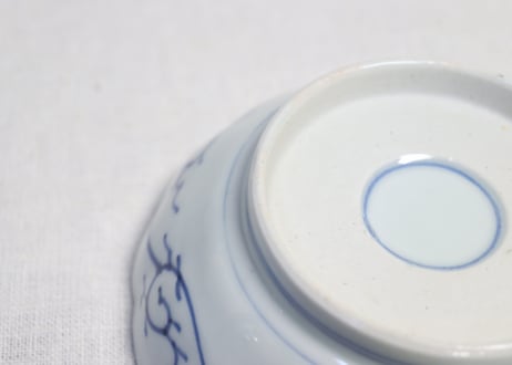 江戸幕末染付蛸唐草図なます皿 ノミホツ