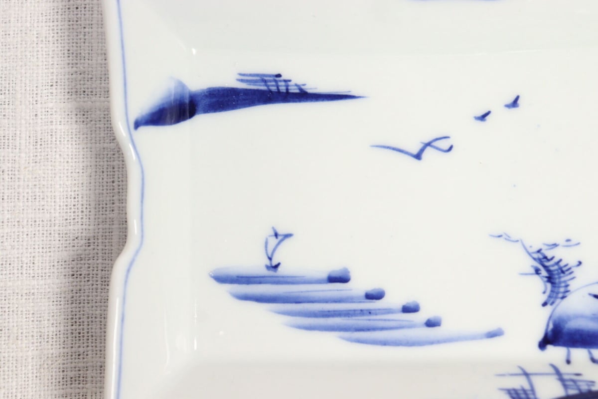 大正～昭和戦前染付山水図長角皿 | 吉祥寺PukuPuku