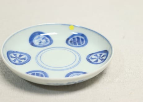 江戸幕末染付六方に丸文小皿②ノミホツ