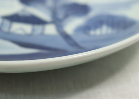 江戸幕末染付山水図9寸皿