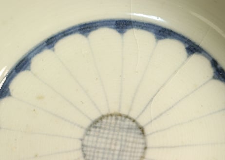 江戸幕末染付菊花図なます皿①少甘手