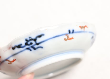 明治前期色絵松竹梅に鶴亀図通り物小皿