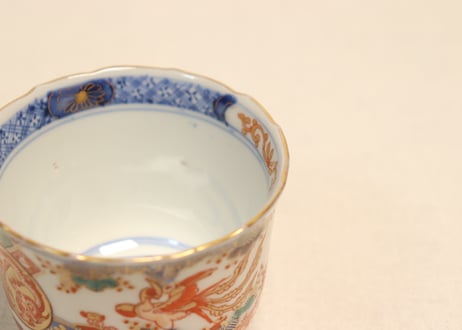 明治前期色絵龍と鳳凰図向付
