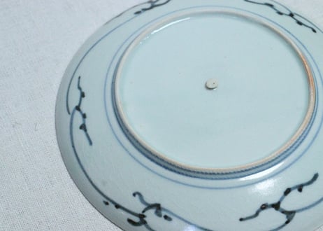 江戸後期染付三方に菊図6寸皿①　甘手