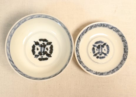 明治前期色絵山水図飯茶碗