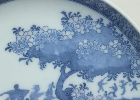 明治後期~大正銅判夜桜花見図6寸皿