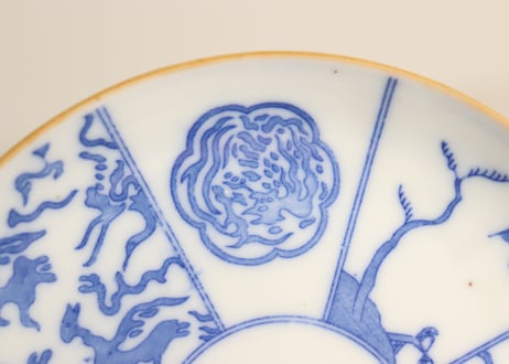 明治後期~大正銅判八方に割絵小皿①薄め